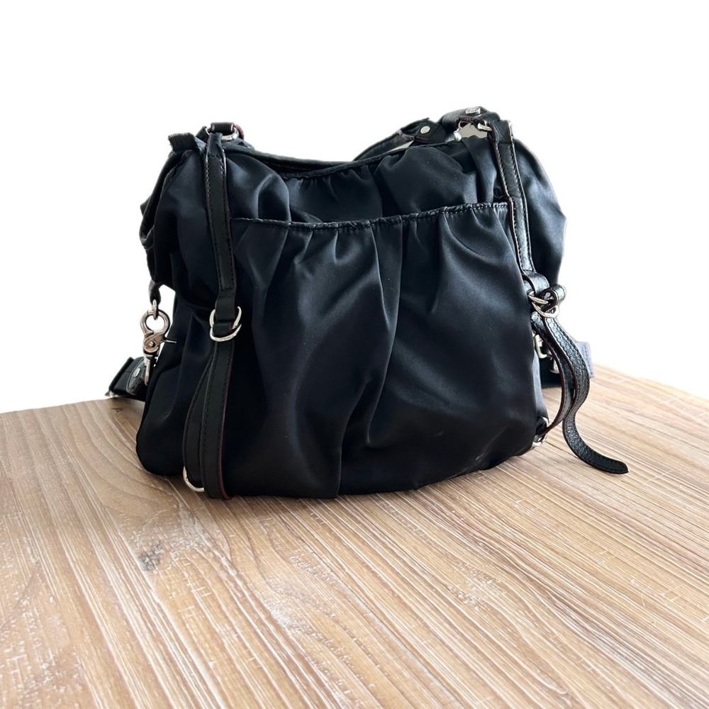 MZ Wallace Bianca Tote Bag Nylon Black Bedford Moto Satchel Crossbody with Pouch - Picture 2 of 16